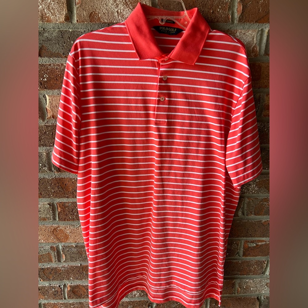 Ralph Lauren Mens Polo Golf Polo - coral/white - size Large